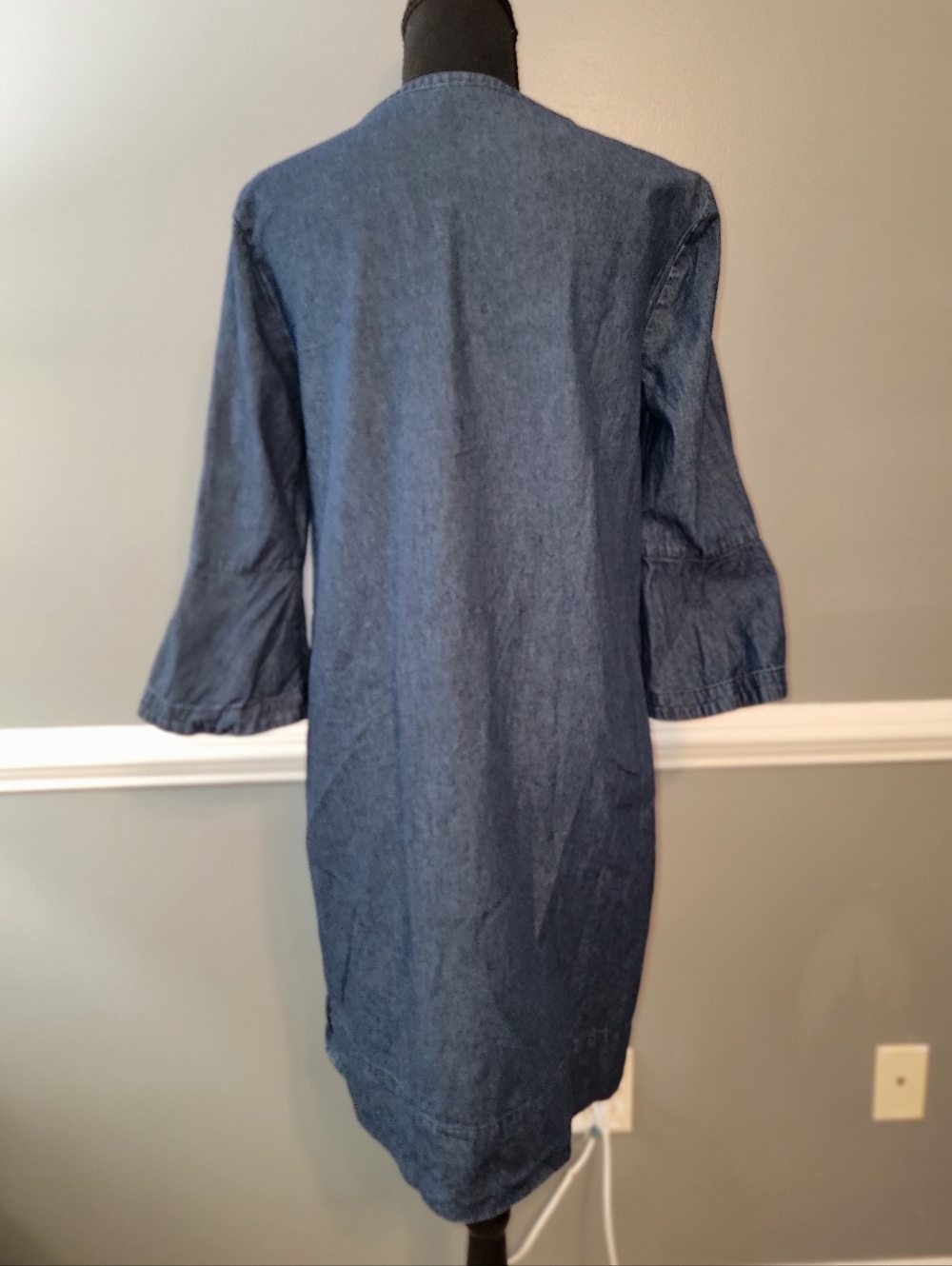 Draper James Denim Blue Ruffle Front Tunic Dress - Picture 3 of 5